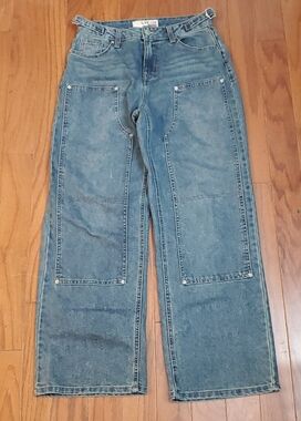 Love Cult Denim Women's Blue Wide Leg Mid Rise Street Jeans Size: 5 Juniors EUC